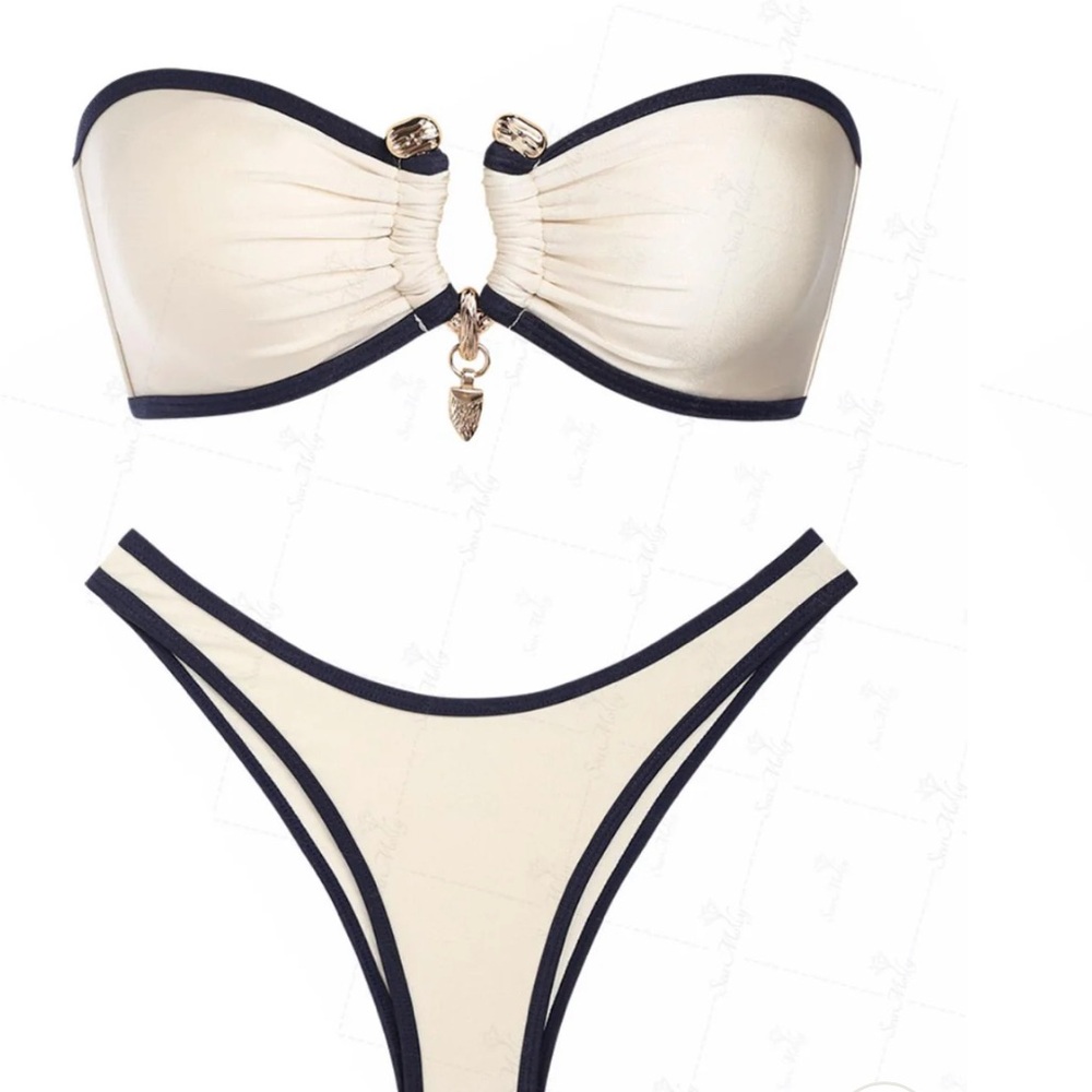 Elegant Cream and Black Women's Bikini